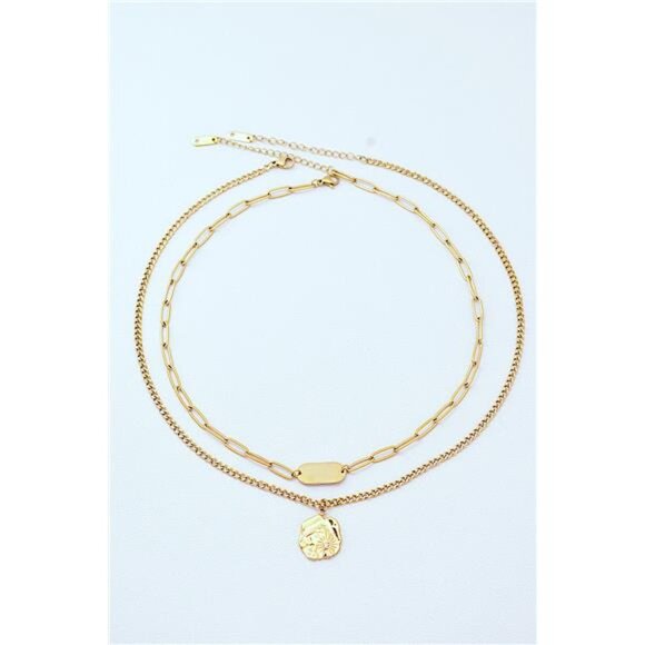 Gold-Plated Double-Layered Pendant Necklace - Picture 1 of 4